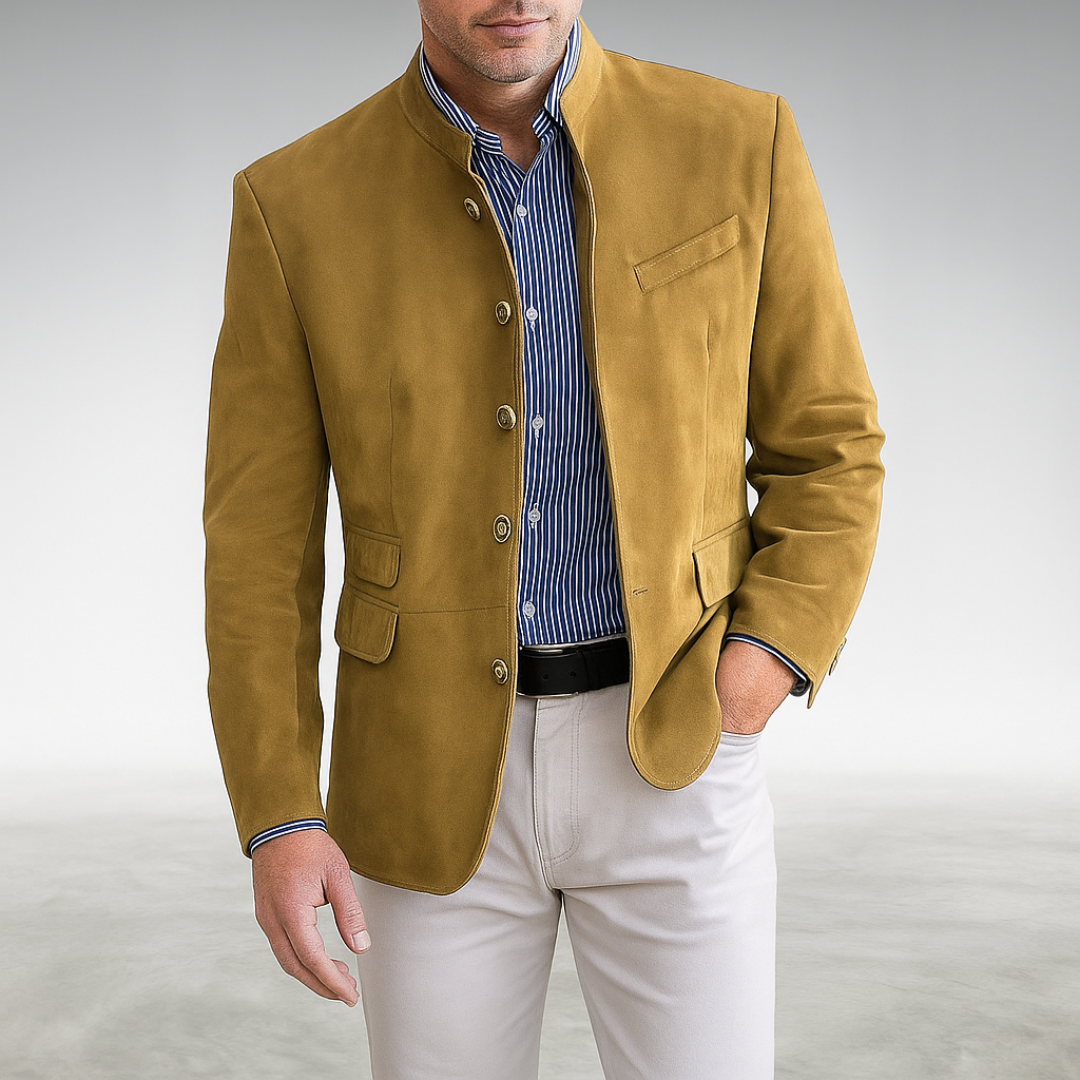 Men's Structured Jacket with High Collar - Elena Harper