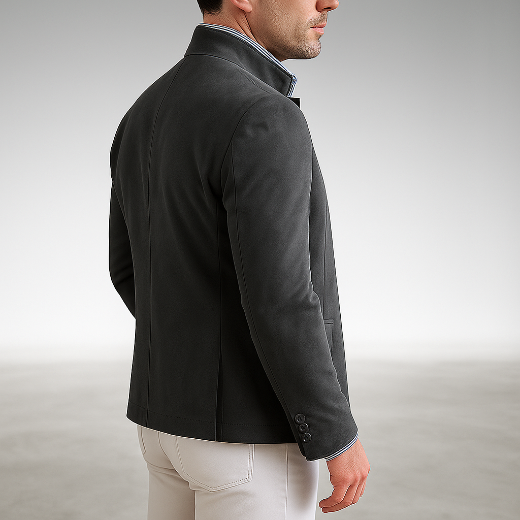 Men's Structured Jacket with High Collar - Elena Harper