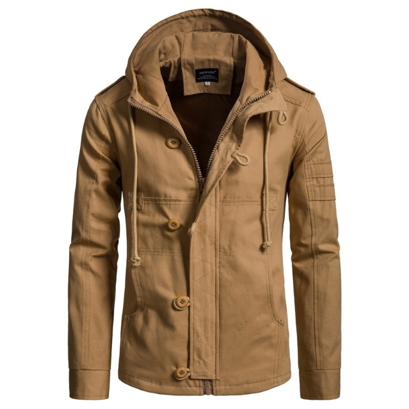 Men's Hooded Zipped Lined Canvas Jacket