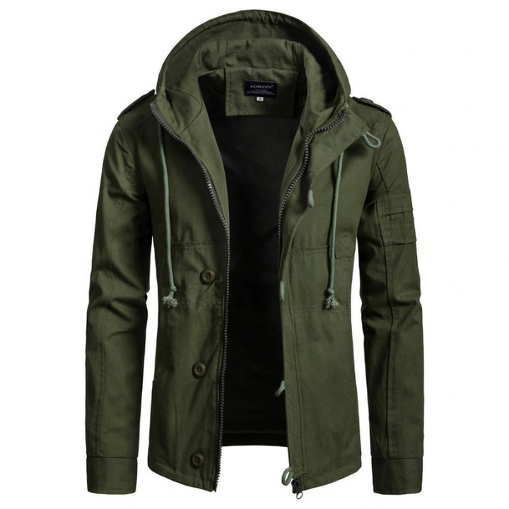 Men's Hooded Zipped Lined Canvas Jacket