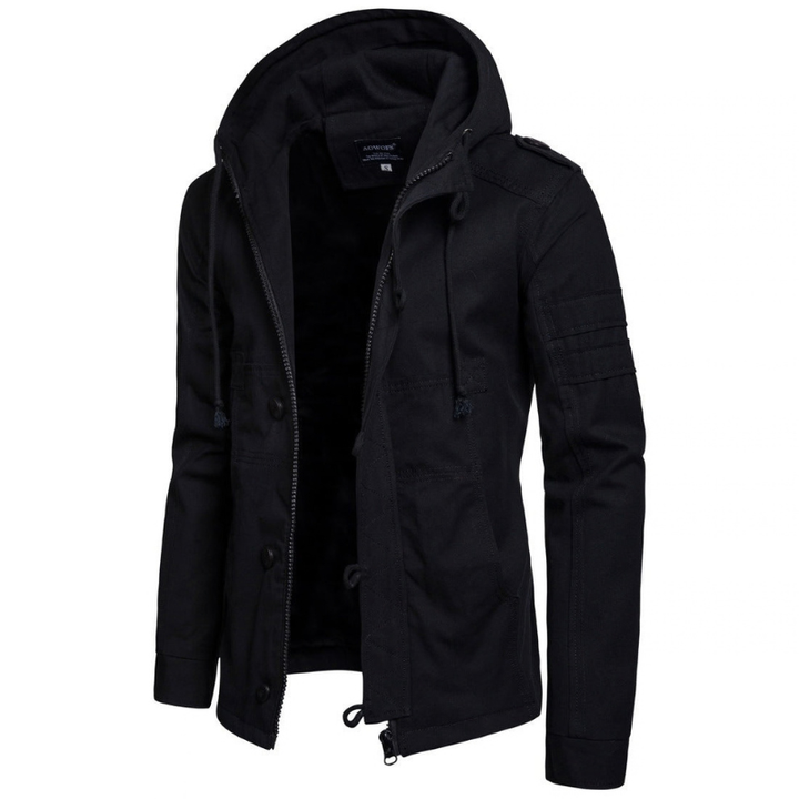 Men's Hooded Zipped Lined Canvas Jacket