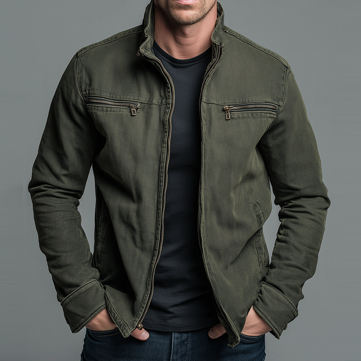 Men's Zip-Up Jacket with High Collar