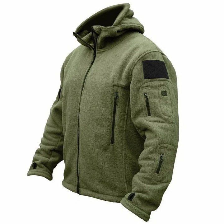 Men's Tactical Fleece Jacket with High Collar and Multi-Pockets
