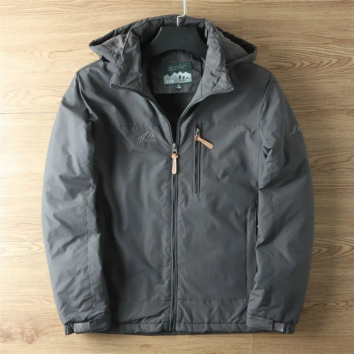 Men's Thermal Hooded Jacket with Fleece Lining for Winter
