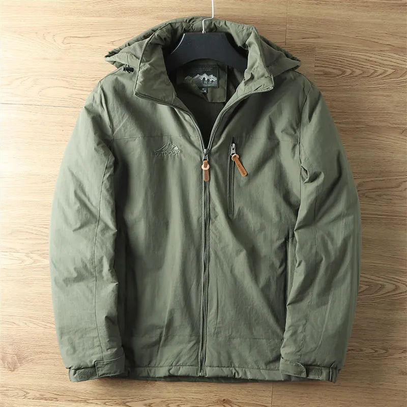 Men's Thermal Hooded Jacket with Fleece Lining for Winter