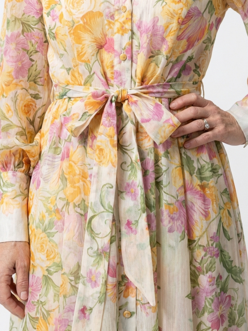 Cressida Floral Sheer Long Sleeve Maxi Dress - Elena Harper