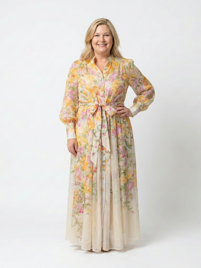 Cressida Floral Sheer Long Sleeve Maxi Dress - Elena Harper