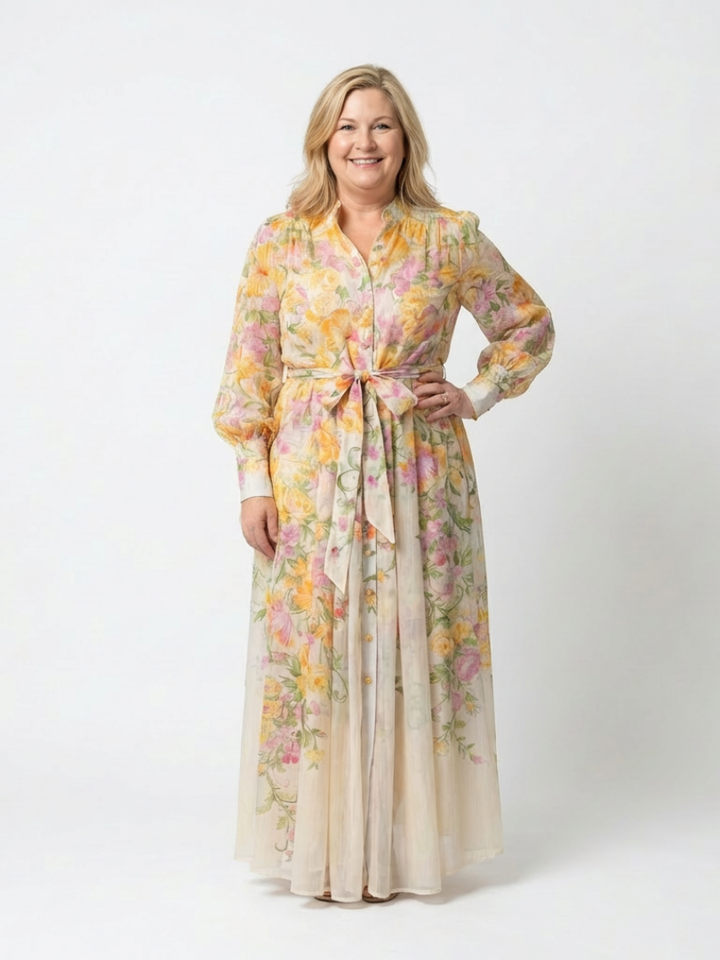 Cressida Floral Sheer Long Sleeve Maxi Dress - Elena Harper