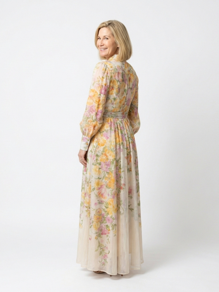 Cressida Floral Sheer Long Sleeve Maxi Dress - Elena Harper