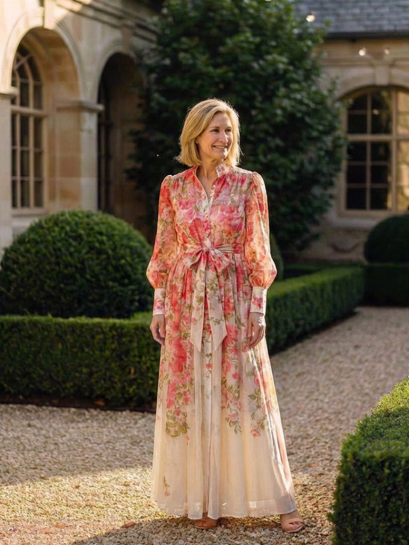 Cressida Floral Sheer Long Sleeve Maxi Dress - Elena Harper