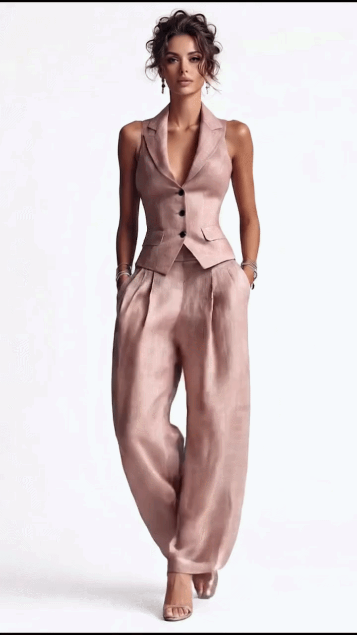 Aime™ | Two-Piece Set with V-Neck and Button Closure