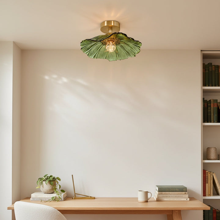 Vintage Glass Flower Light With Adjustable Drop