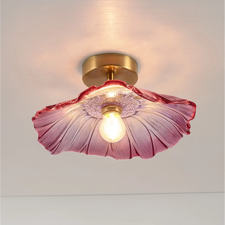 Vintage Glass Flower Light With Adjustable Drop