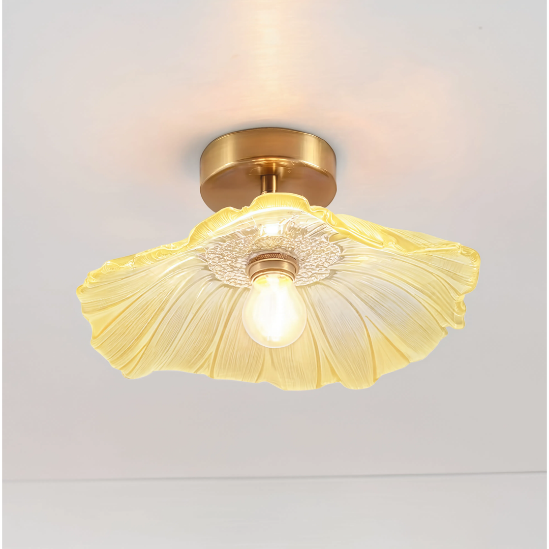 Vintage Glass Flower Light With Adjustable Drop