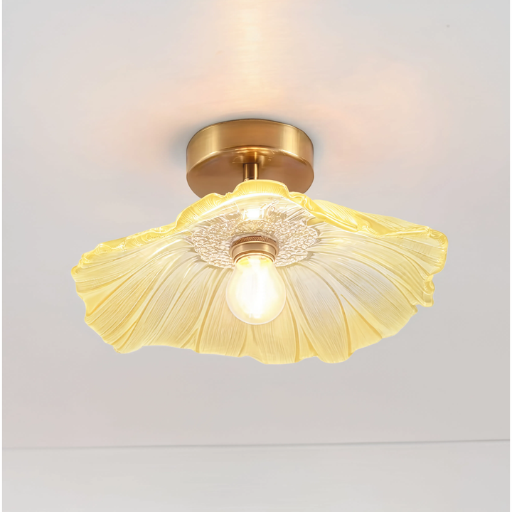Vintage Glass Flower Light With Adjustable Drop