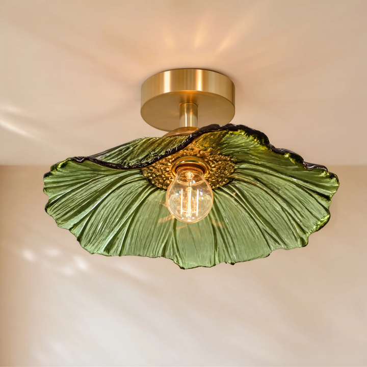 Vintage Glass Flower Light With Adjustable Drop