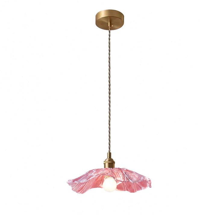 Vintage Glass Flower Light With Adjustable Drop