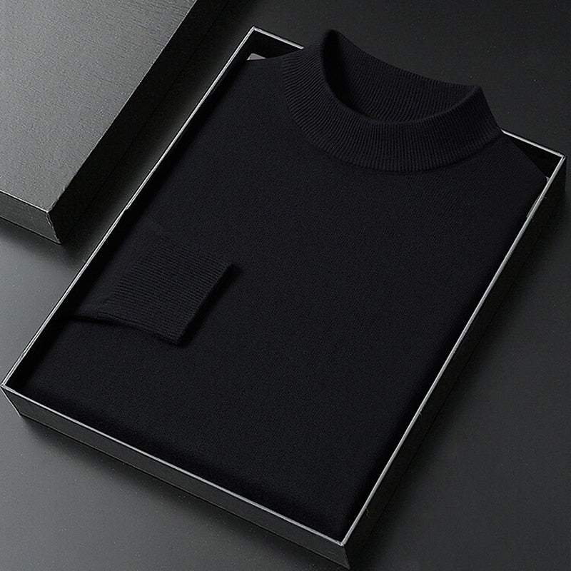 Calvin Men's Mock Neck Sweater with Clean Fine-Gauge Knit - Elena Harper