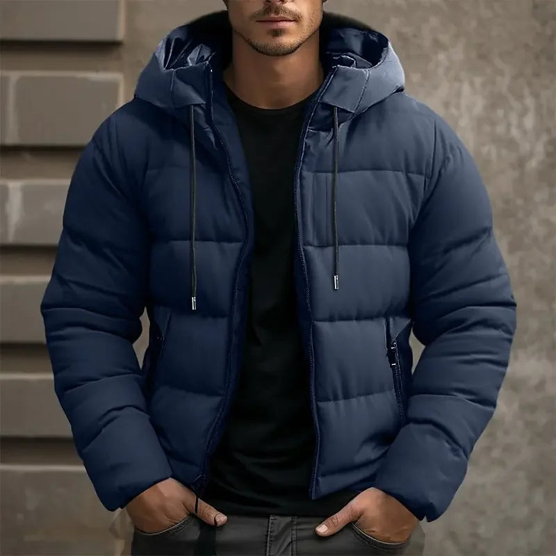 Warm Padded Puffer Winter Jacket with Hood for Men