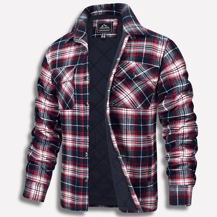 Warm Men's Shirt Jacket with Check Pattern