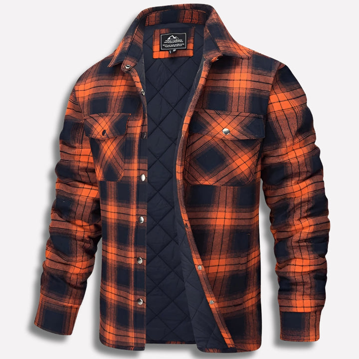 Warm Men's Shirt Jacket with Check Pattern