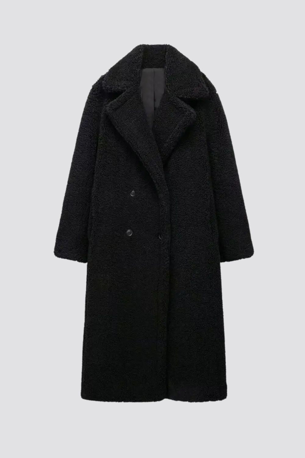 Warm Long Teddy Coat with Double Button Closure for Women