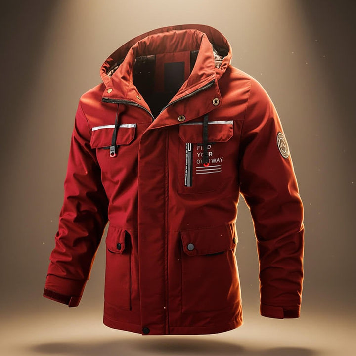 Water-Repellent Parka with Hood and Cargo Pockets for Men