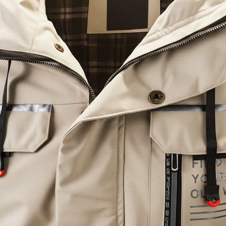 Water-Repellent Parka with Hood and Cargo Pockets for Men