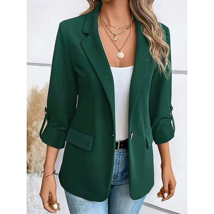 Elegant Women's Blazer with Rolled Sleeves for a Casual Look