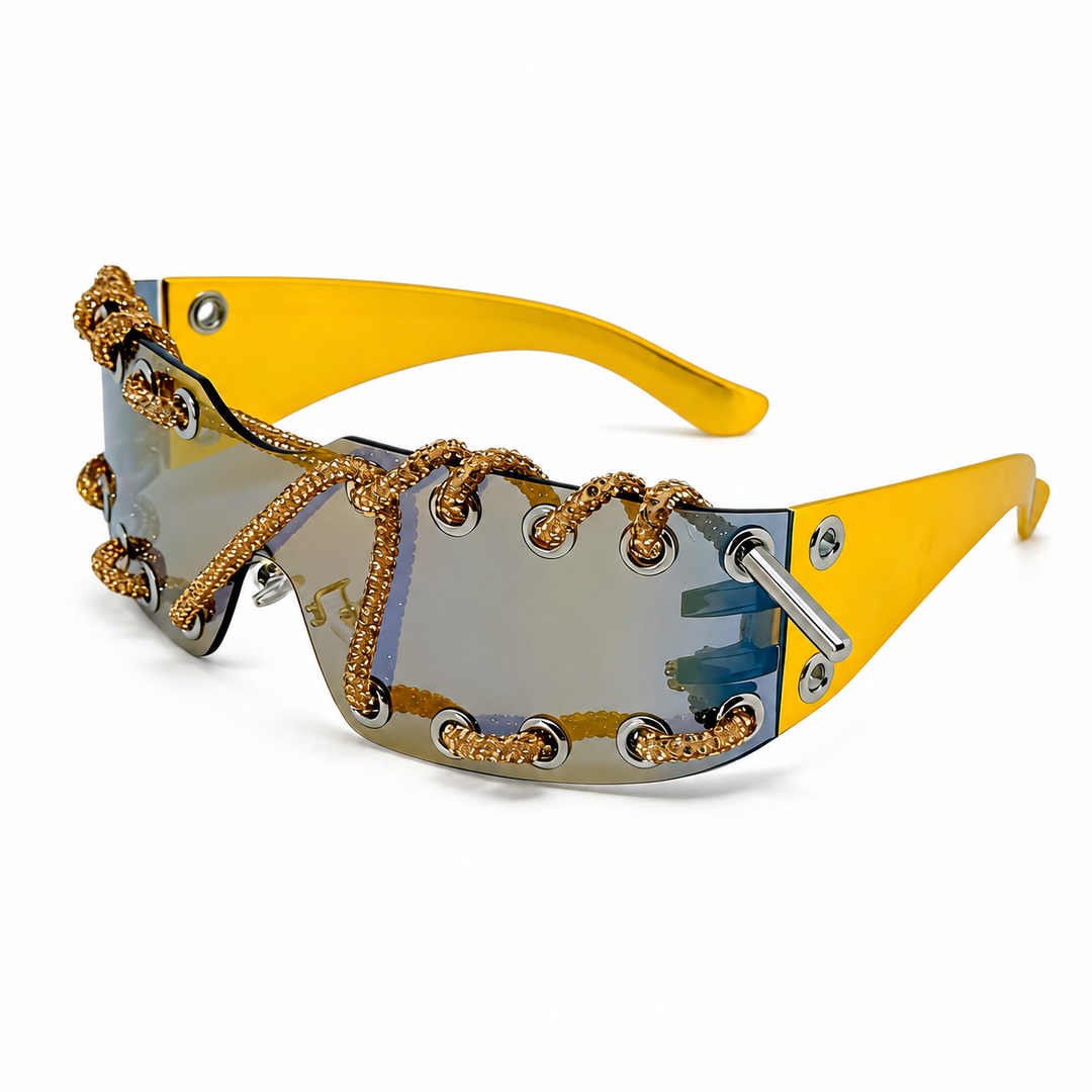 ChainShade Fashionable Sunglasses with Studs, view 6 - Elena Harper