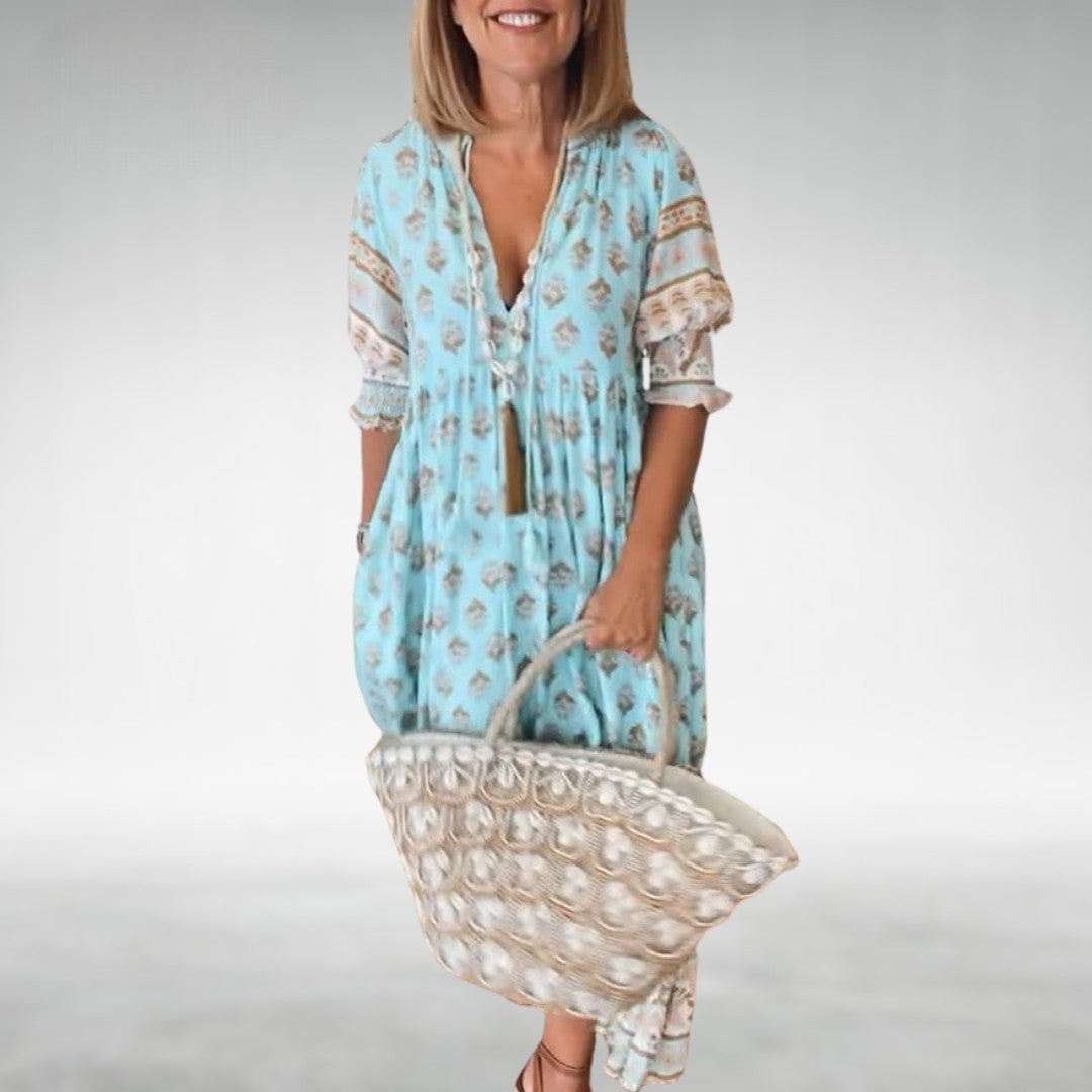 Emilia Floral Boho Maxi Dress - Elena Harper