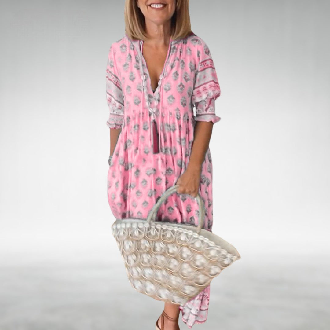 Emilia Floral Boho Maxi Dress - Elena Harper
