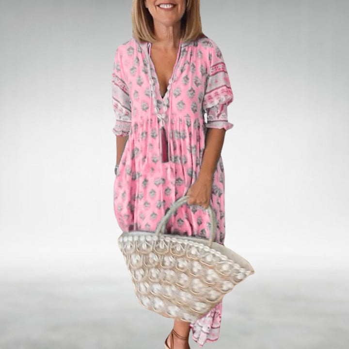 Emilia Floral Boho Maxi Dress - Elena Harper