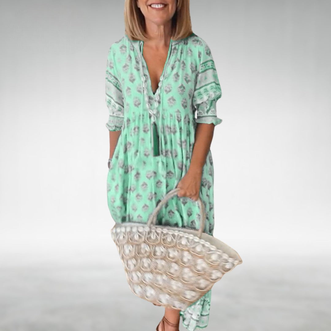 Emilia Floral Boho Maxi Dress - Elena Harper