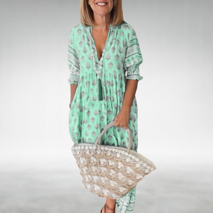 Emilia Floral Boho Maxi Dress - Elena Harper