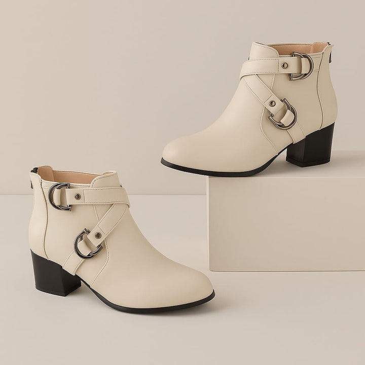 Valara Cross-Buckle Boots