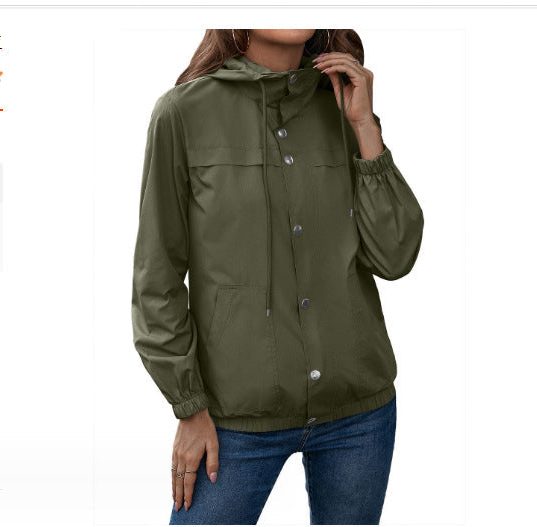 Running Rain Jacket with Adjustable Hood for Women