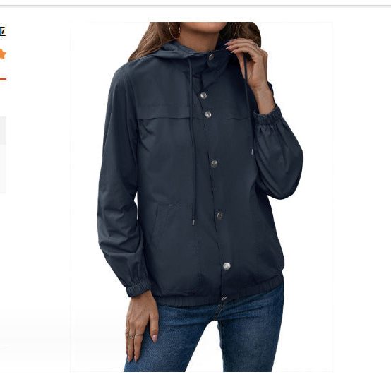 Running Rain Jacket with Adjustable Hood for Women
