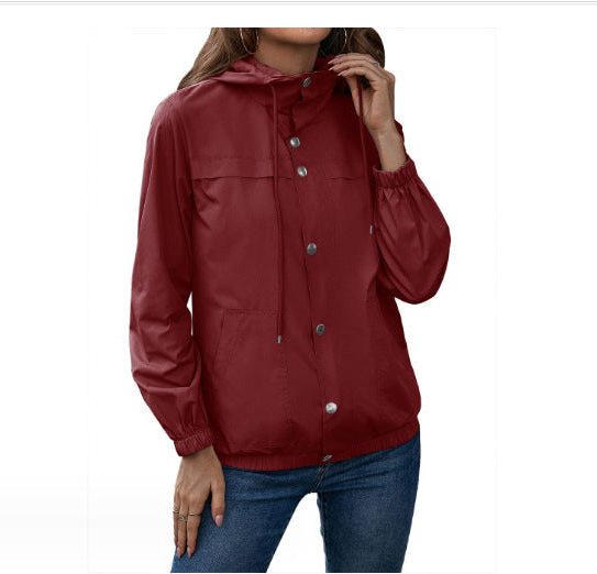 Running Rain Jacket with Adjustable Hood for Women