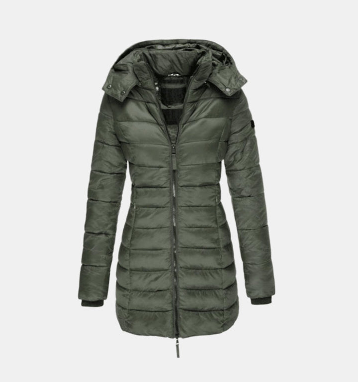 Aurélie - Elegant Long Down Jacket with Hood