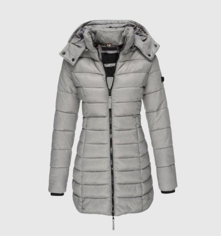 Aurélie - Elegant Long Down Jacket with Hood