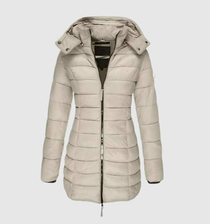Aurélie - Elegant Long Down Jacket with Hood