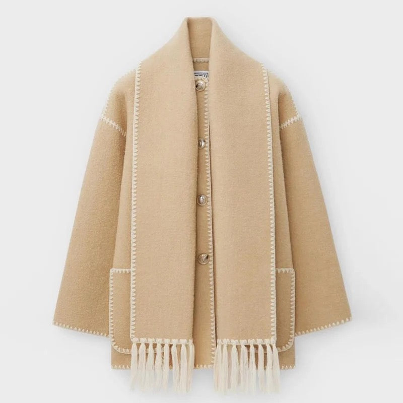 Women's Long Wool Coat for Autumn Amelie, view 7 - Elena Harper
