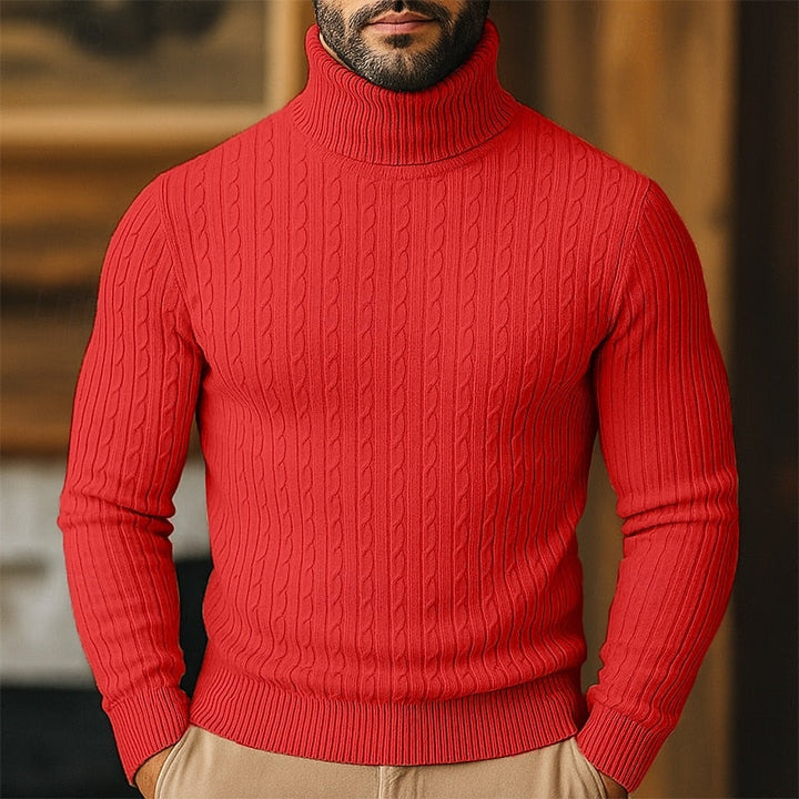 Curtis | Men's Cable Knit Turtleneck Sweater with Full Collar