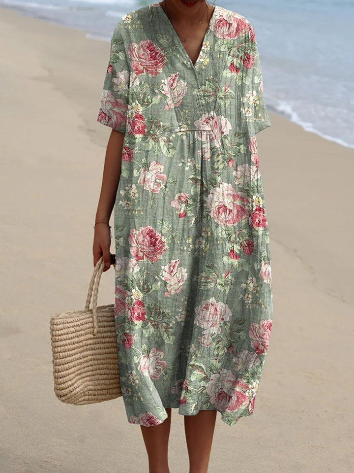 Lina Vintage Floral Dress - Elena Harper