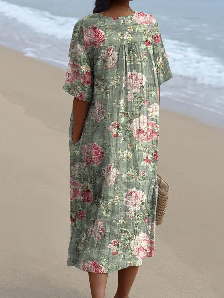 Lina Vintage Floral Dress - Elena Harper