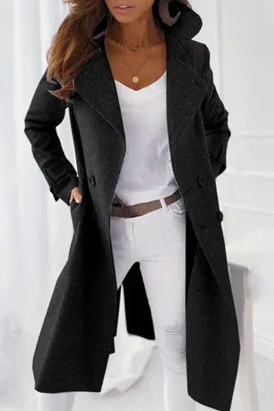 Wool Coat with Lapel Collar for Women