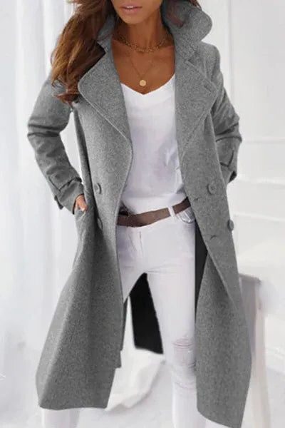 Wool Coat with Lapel Collar for Women