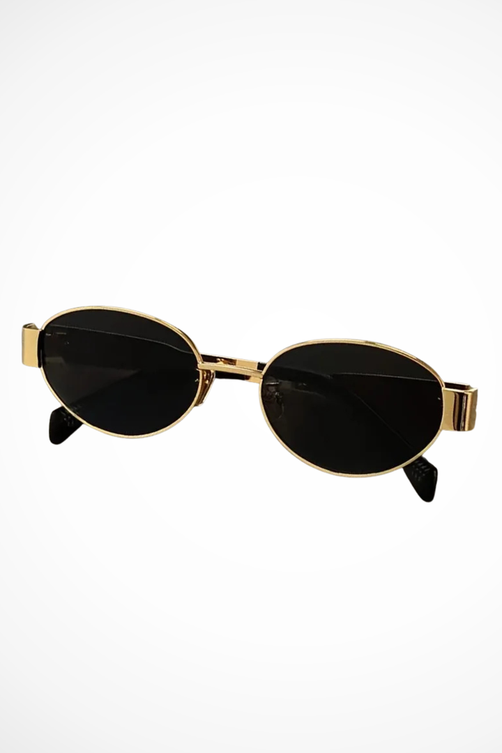 Women's Oval Metal Frame Sunglasses with Dark Tint Lenses
