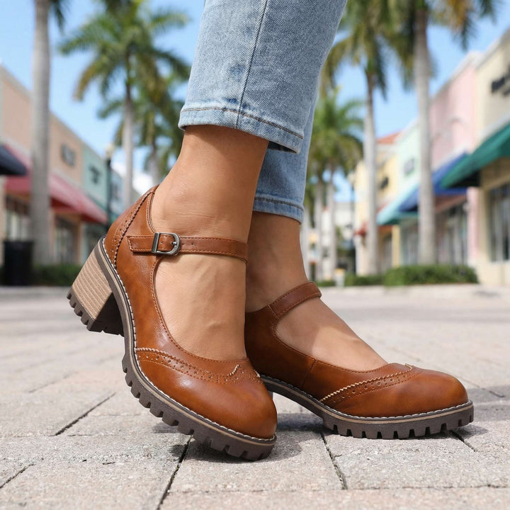 Women's Classic T-Strap Heels | Closed Toe with All-Day Comfort